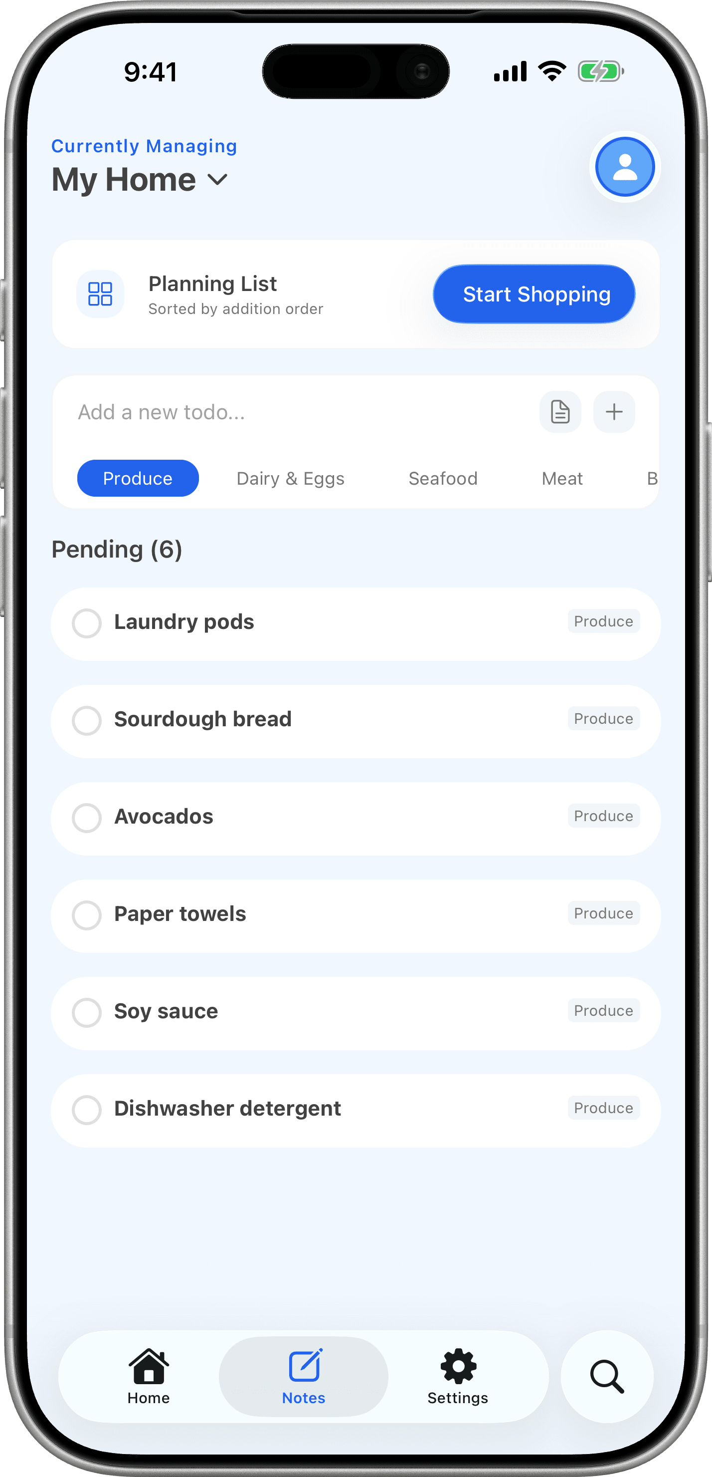 Shared planning lists